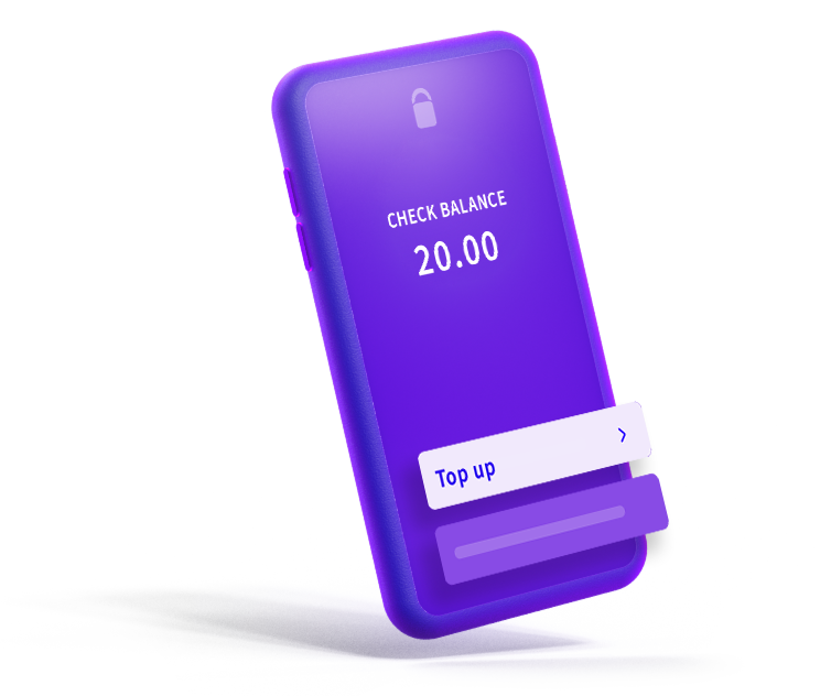 Image violette d’un mobile avec un contenu paysafecard à l’écran